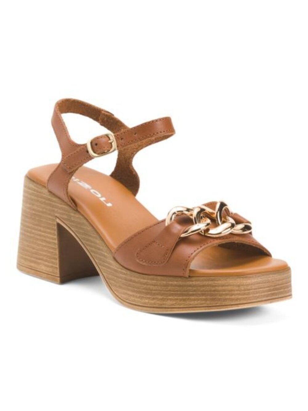 RIZZOLI Made In Italy Leather Heeled Sandals With Chainlink